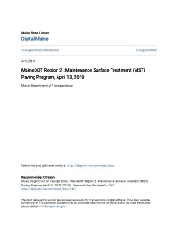 Maintenance Surface Treatment (MST) Paving Program, April 13, 2010