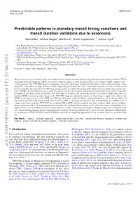 Predictable Patterns in Planetary Transit Timing Variations and Transit Duration Variations Due to Exomoons