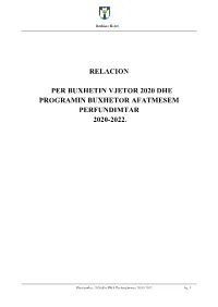 Relacion Per Buxhetin Vjetor 2020 Dhe Programin