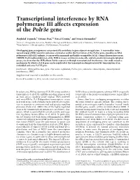 Transcriptional Interference by RNA Polymerase III Affects Expression of the Polr3e Gene