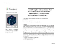 User Experience + Research Scientist Collaboration in a Generative Machine Learning Interface