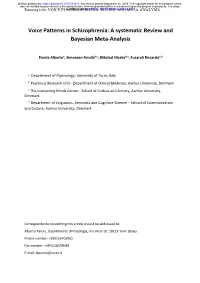 Voice Patterns in Schizophrenia: a Systematic Review and Bayesian Meta-Analysis
