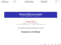Advanced Microeconomics General Equilibrium Theory (GET)
