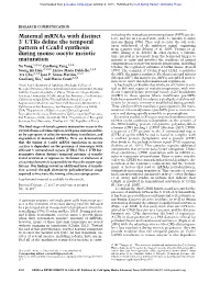 Utrs Define the Temporal Pattern of Ccnb1 Synthesis During Mouse Oocyte Meiotic Maturation
