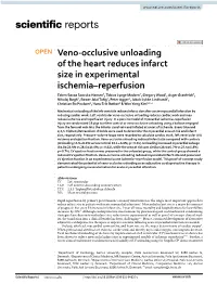 Veno-Occlusive Unloading of the Heart Reduces Infarct Size in Experimental