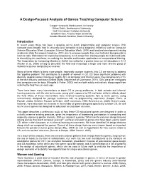 A Design-Focused Analysis of Games Teaching Computer Science