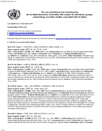 Al-Qaida Sanctions List Last Updated on 12 December 2014