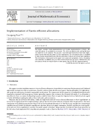 Journal of Mathematical Economics Implementation of Pareto Efficient Allocations