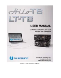 Lynx Hilo TB Users Manual