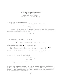 QUALIFYING EXAMINATION Harvard University Department of Mathematics Tuesday, October 24, 1995 (Day 1)