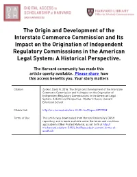 The Origin and Development of the Interstate Commerce Commission