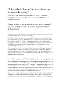 “A Formidable Share of the Research We Pay for Is Simply Wrong.” by JON KÅRE TIME, Appeared in MORGENBLADET, No