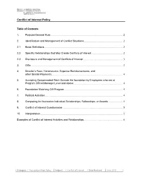 Conflict of Interest Policy Purpose/General Rule