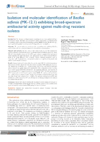 Isolation and Molecular Identification of Bacillus Safensis