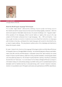 Jaime Carbonell Massively Multilingual Language