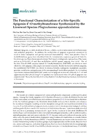 The Functional Characterization of a Site-Specific Apigenin 4