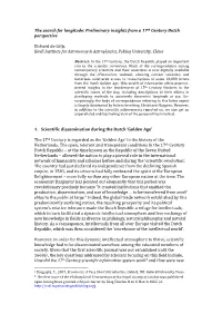 The Search for Longitude: Preliminary Insights from a 17Th Century Dutch Perspective