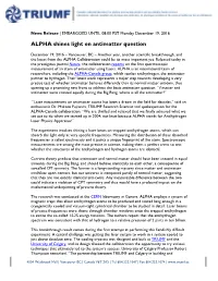 ALPHA Shines Light on Antimatter Question