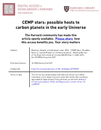 CEMP Stars: Possible Hosts to Carbon Planets in the Early Universe