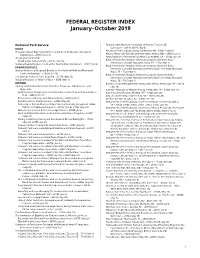 FEDERAL REGISTER INDEX January–October 2019