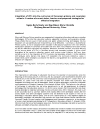 Integration of Icts Into the Curriculum of Cameroon Primary and Secondary Schools