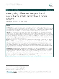 Interrogating Differences in Expression of Targeted Gene Sets to Predict Breast Cancer Outcome Sarah a Andres1, Guy N Brock2 and James L Wittliff1*