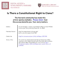 Is There a Constitutional Right to Clone?