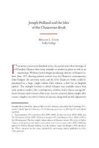 Joseph Holland and the Idea of the Chaucerian Book