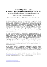 Open Fmri Post-Doc Position on Cognitive and Psychiatric Complications in Patients with Mild Cognitive Impairment and Neurodegeneration