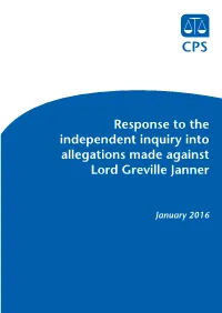 Response to the Independent Inquiry Into Allegations Made Against Lord Greville Janner