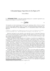 Unbounded Spigot Algorithms for the Digits of Pi