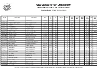 UNIVERSITY of LUCKNOW Overall Rank List of UG Courses-2018 Program Name: B.Com.\B.Com.(Hons)