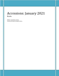 Accessions: January 2021 Books