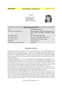 Bio-Bibliographical Sketch of Erwin Heinz Ackerknecht