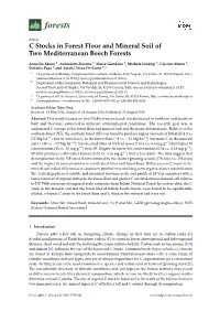 C Stocks in Forest Floor and Mineral Soil of Two Mediterranean Beech Forests