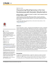 Characterizing Floral Symmetry in the Core Goodeniaceae with Geometric Morphometrics
