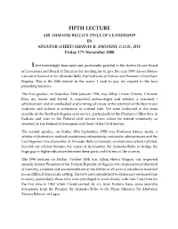 Fifth Lecture Sir Ahmadu Bello's Style of Leadership by Senator (Chief) Sunday B