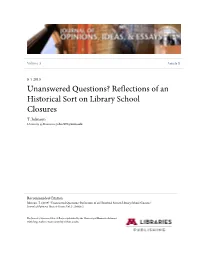 Reflections of an Historical Sort on Library School Closures T