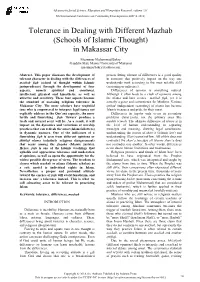 Tolerance in Dealing with Different Mazhab (Schools of Islamic Thought) in Makassar City