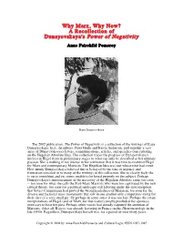 Why Marx, Why Now? a Recollection of Dunayevskaya's Power of Negativity
