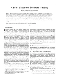 A Brief Essay on Software Testing