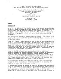 Report on Cognitive Interviewing for the Continuing Survey of Food