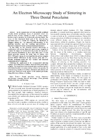 An Electron Microscopy Study of Sintering in Three Dental Porcelains