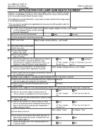 Application for Lump-Sum Death Payment