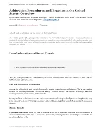 Arbitration Procedures and Practice in the United States: Overview