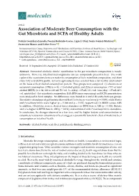 Association of Moderate Beer Consumption with the Gut Microbiota and SCFA of Healthy Adults