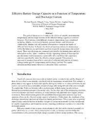 Effective Battery Energy Capacity As a Function of Temperature and Discharge Current