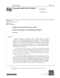 Frontier Technologies for Sustainable Development: Overview