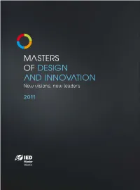 Masters of Design and Innovation New Visions, New Leaders