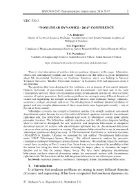 Nonlinear Dynamics - 2016” Conference